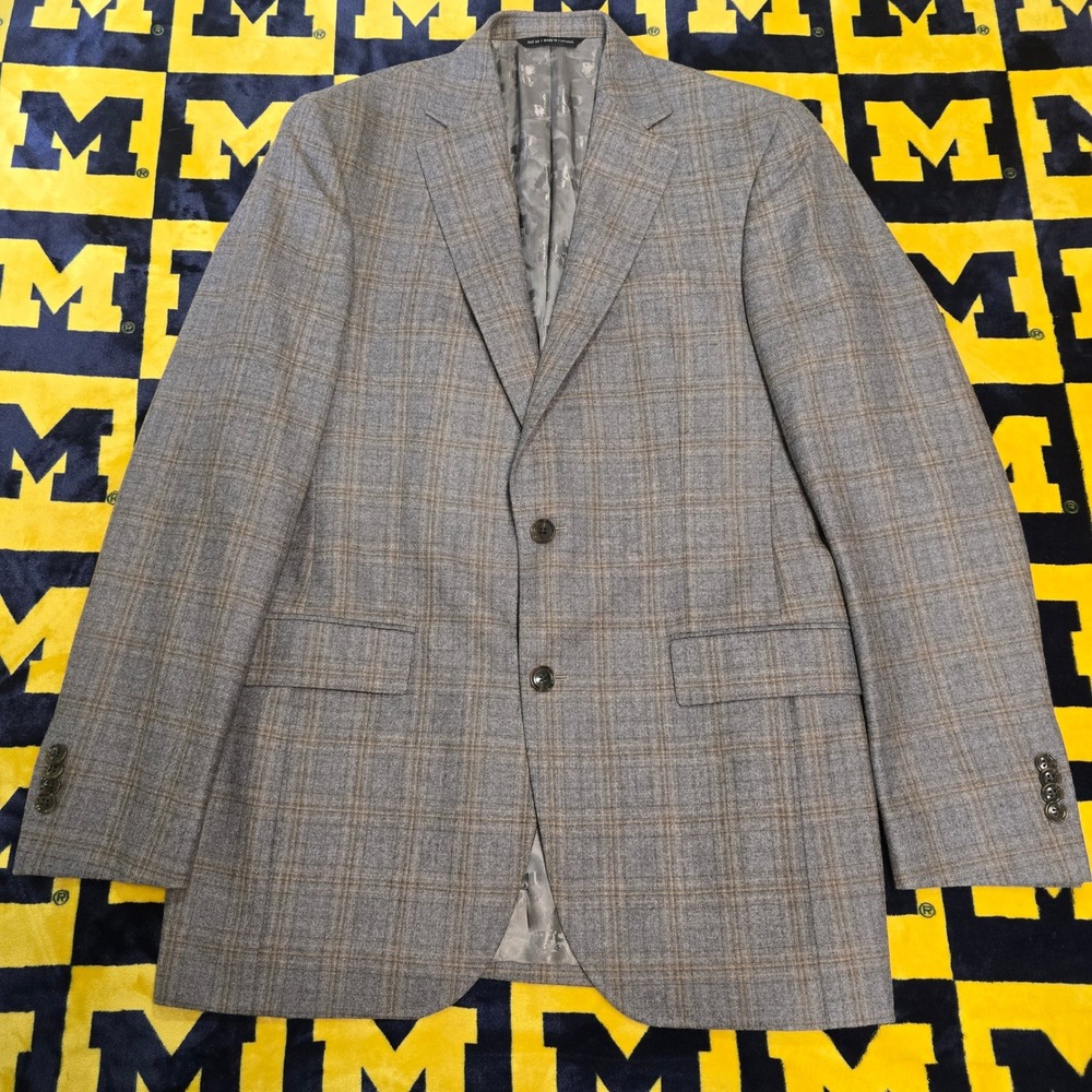 Ted Baker London Jay SPJ Mens 40L Grey‎ Glen Plaid 100% Wool Blazer Sport Coat